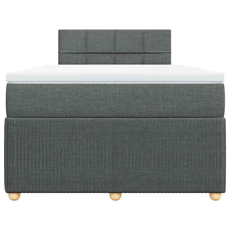 Pat box spring cu saltea, gri închis, 120x190 cm, textil