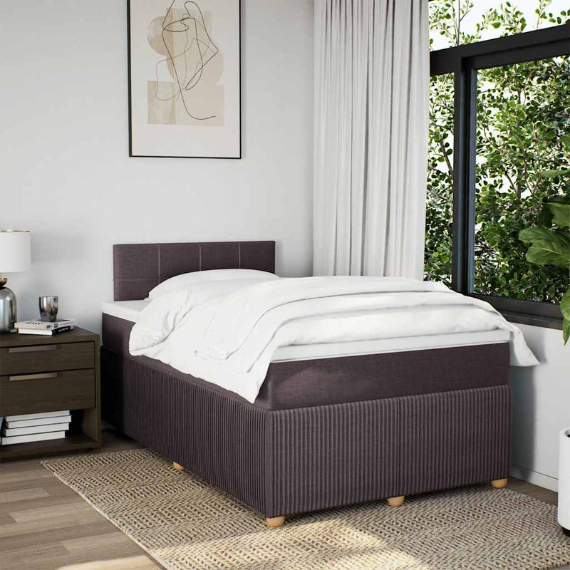 Pat box spring cu saltea, maro închis, 120x190 cm, textil