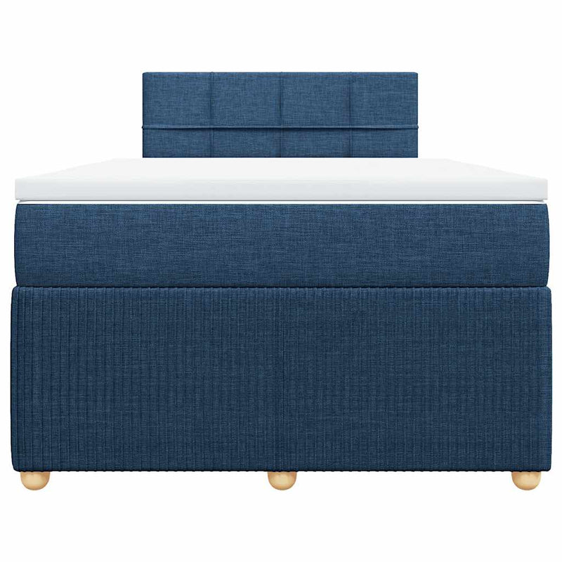 Pat box spring cu saltea, albastru, 120x190 cm, material textil
