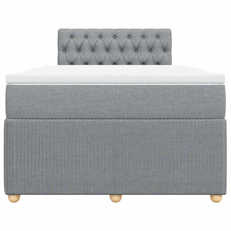 Pat box spring cu saltea, gri deschis, 120x190 cm, textil