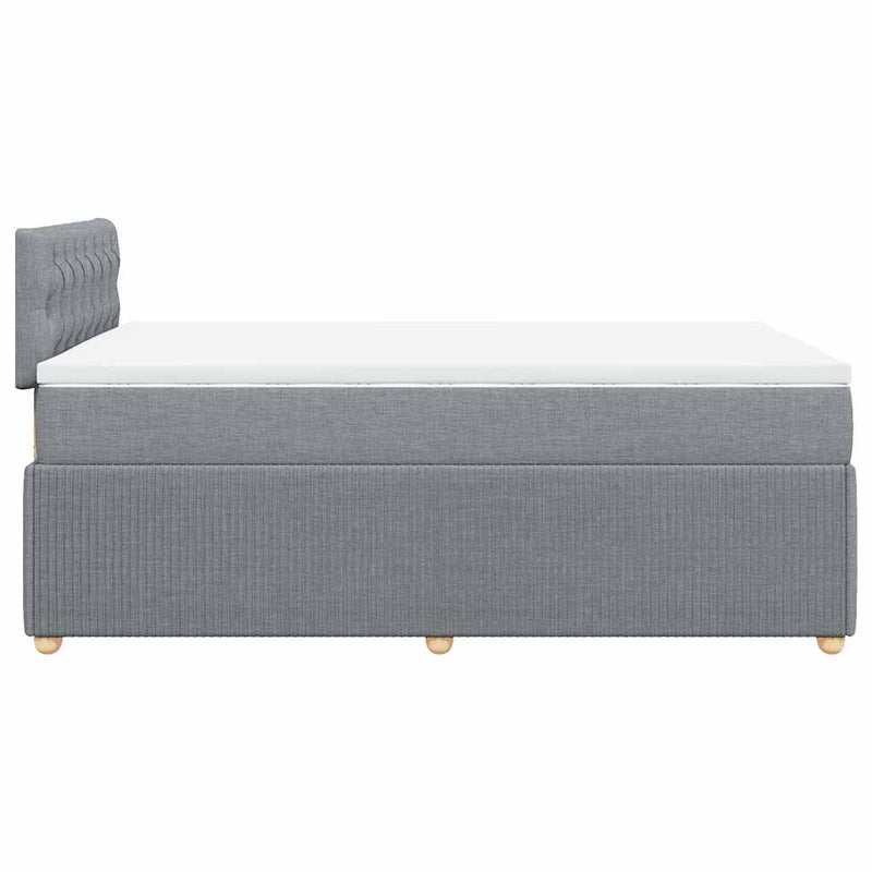 Pat box spring cu saltea, gri deschis, 120x190 cm, textil