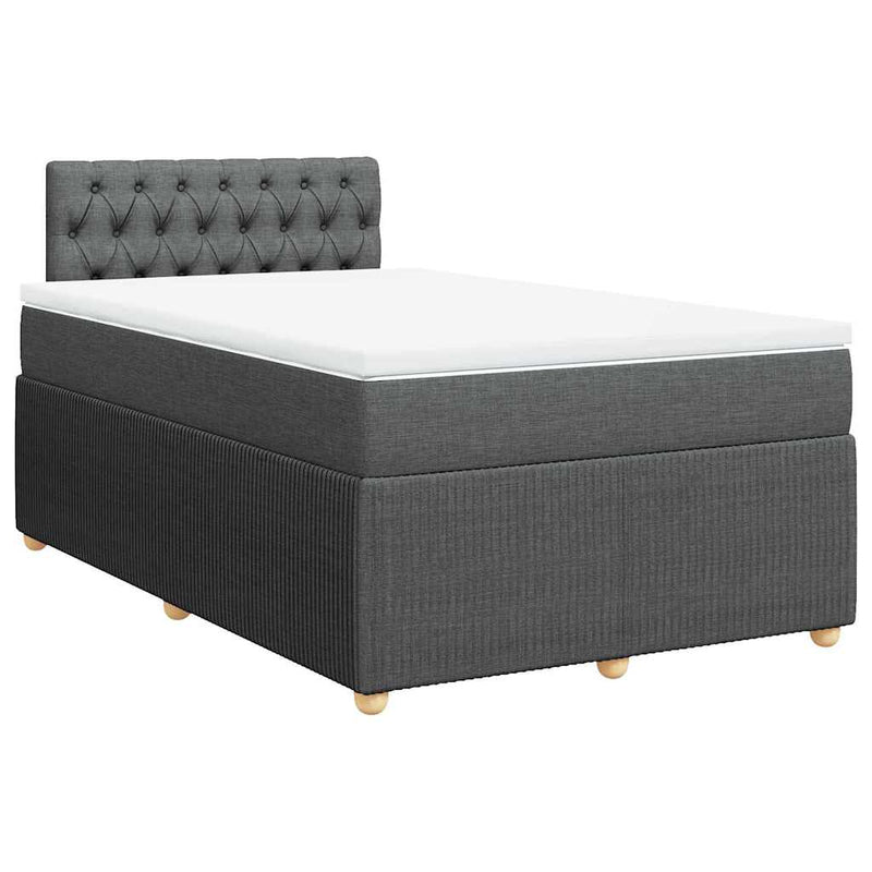 Pat box spring cu saltea, gri închis, 120x190 cm, textil