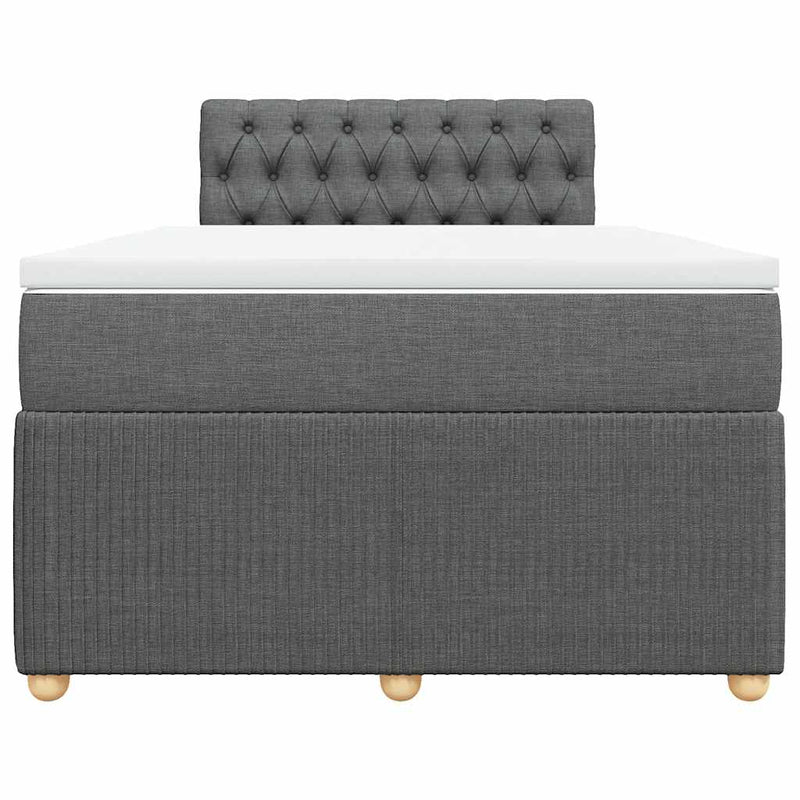 Pat box spring cu saltea, gri închis, 120x190 cm, textil