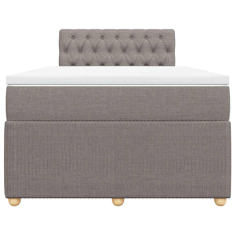 Pat box spring cu saltea, taupe, 120x190 cm material textil