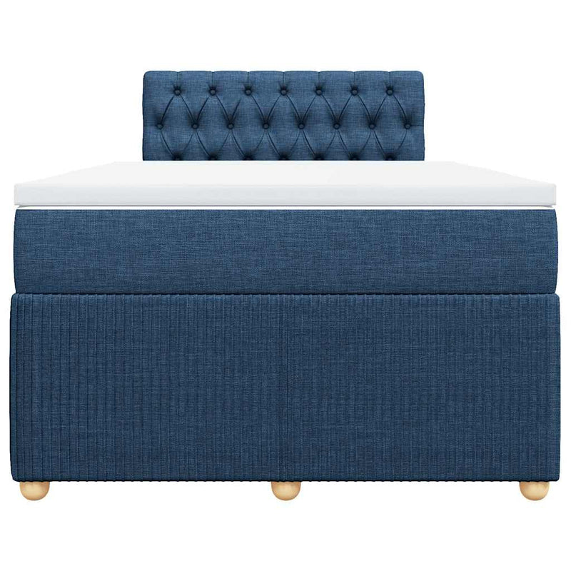 Pat box spring cu saltea, albastru, 120x190 cm, material textil