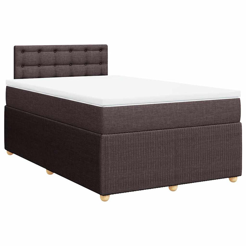 Pat box spring cu saltea, maro închis, 120x190 cm, textil