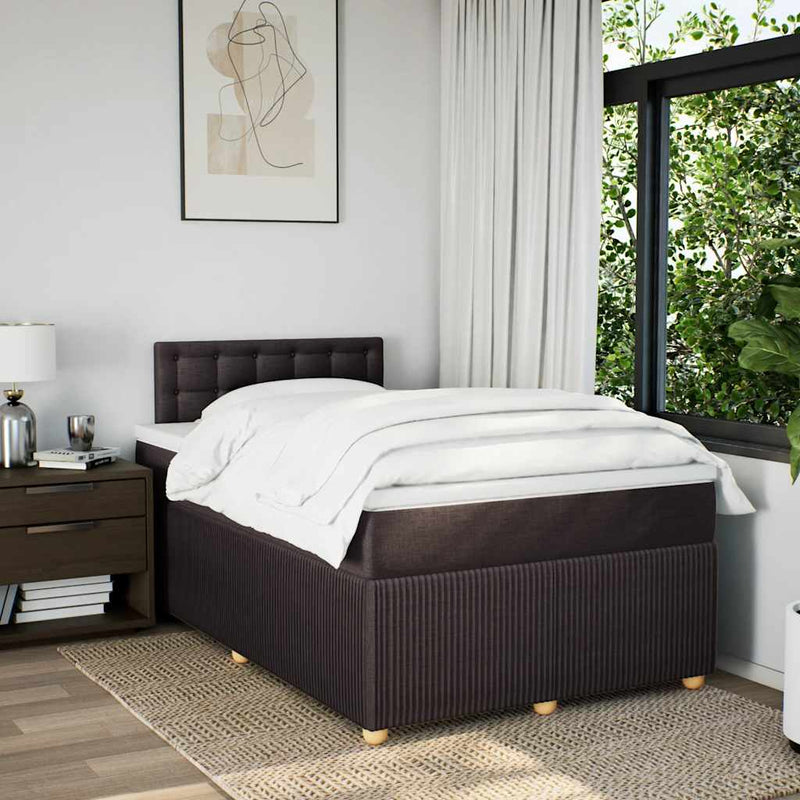 Pat box spring cu saltea, maro închis, 120x190 cm, textil