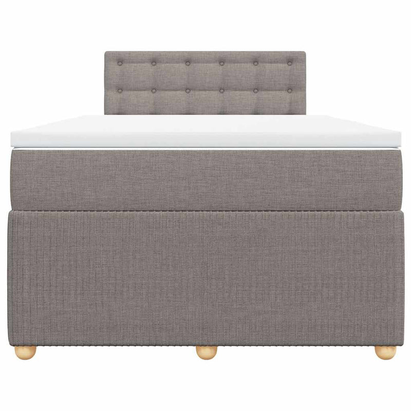 Pat box spring cu saltea, taupe, 120x190 cm material textil