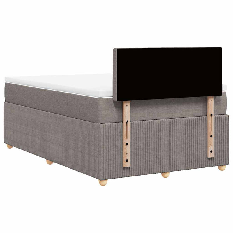 Pat box spring cu saltea, taupe, 120x190 cm material textil