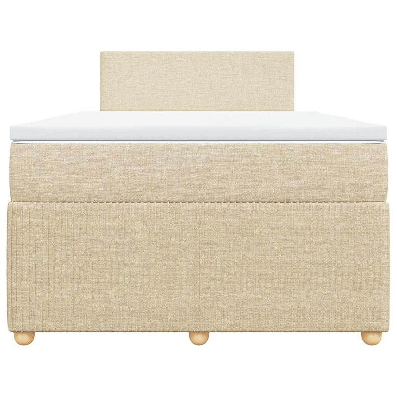 Pat box spring cu saltea, crem, 120x200 cm, textil