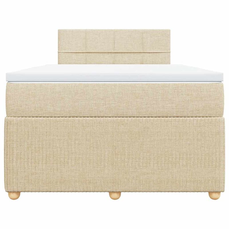 Pat box spring cu saltea, crem, 120x200 cm, textil