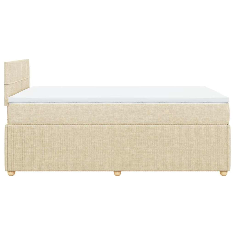 Pat box spring cu saltea, crem, 120x200 cm, textil