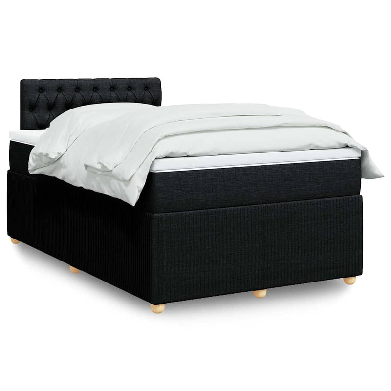 Pat box spring cu saltea, negru, 120x200 cm, textil