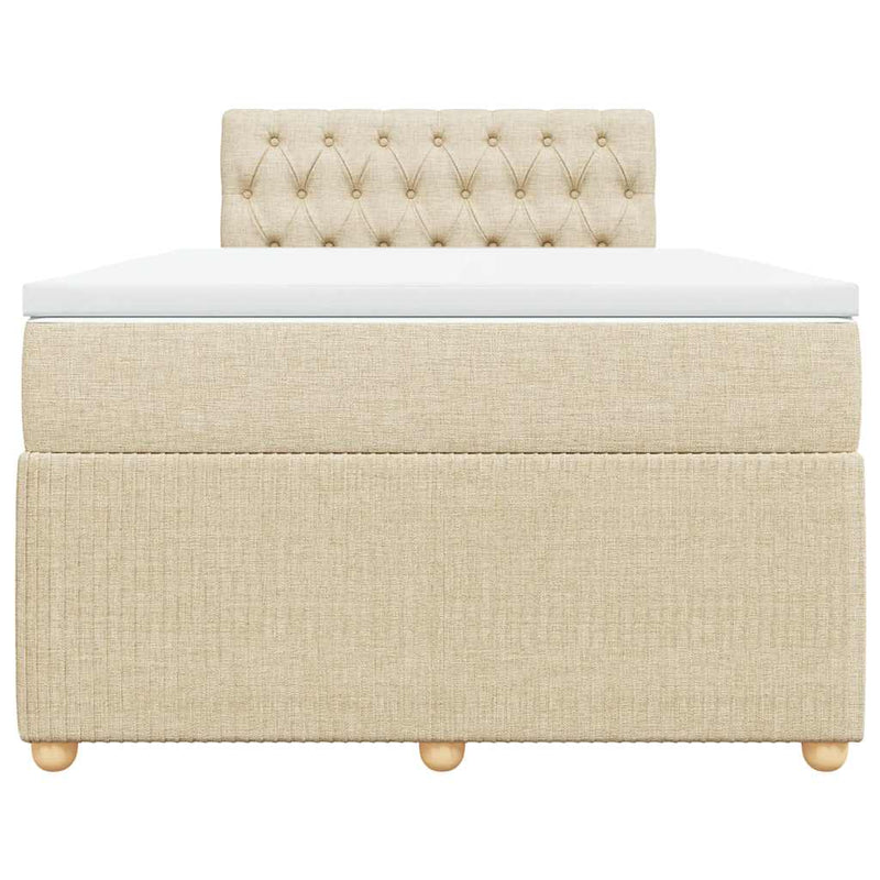 Pat box spring cu saltea, crem, 120x200 cm, textil