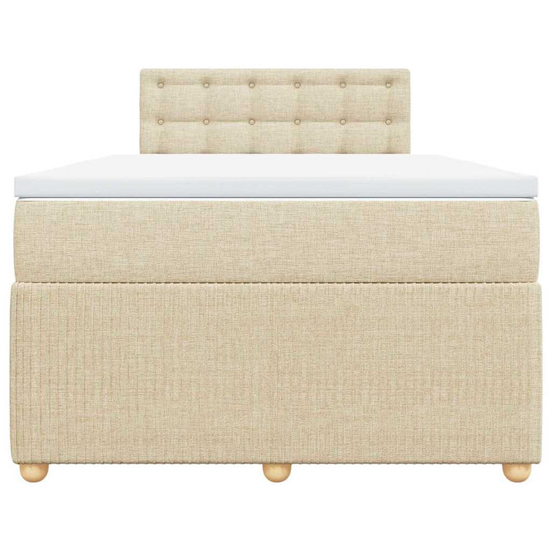 Pat box spring cu saltea, crem, 120x200 cm, textil