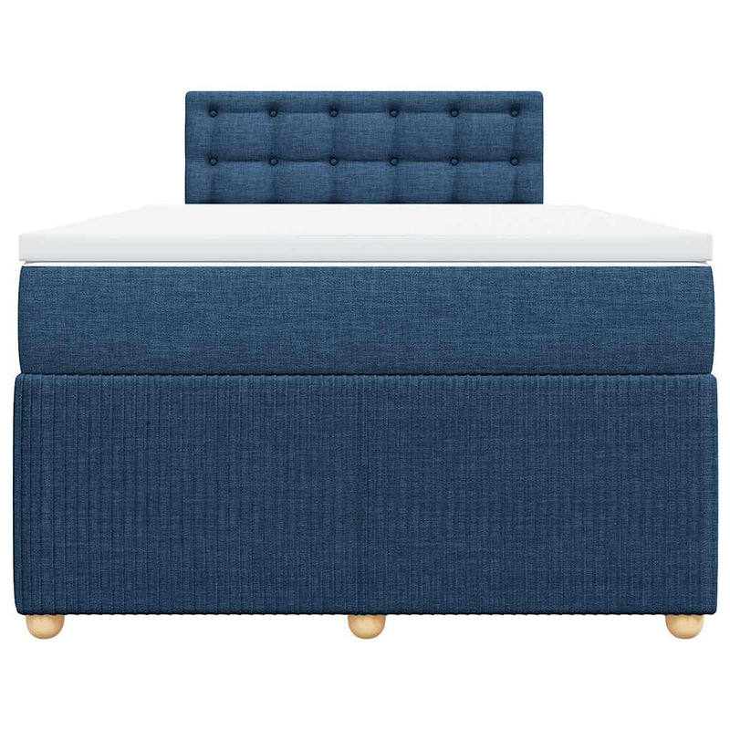 Pat box spring cu saltea, albastru, 120x200 cm, textil