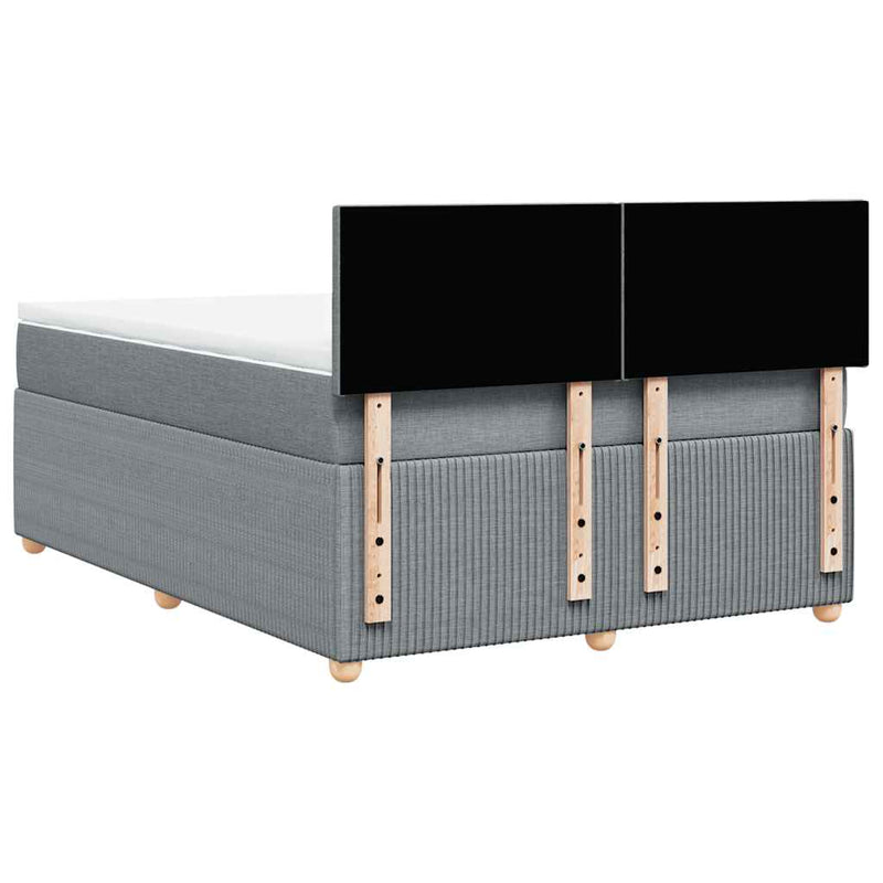 Pat box spring cu saltea, gri deschis, 140x190 cm, textil