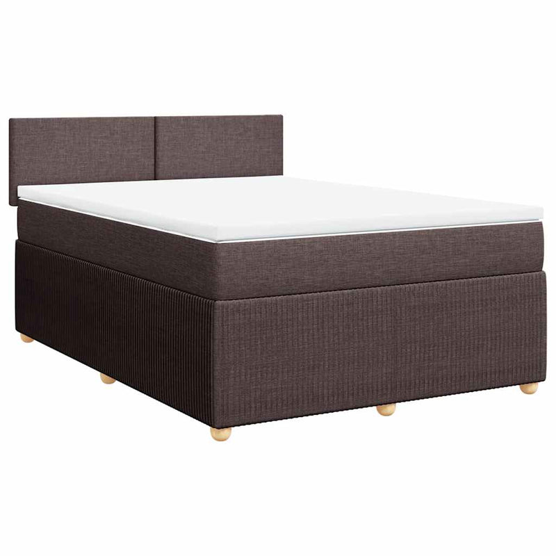 Pat box spring cu saltea, maro închis, 140x200 cm, textil