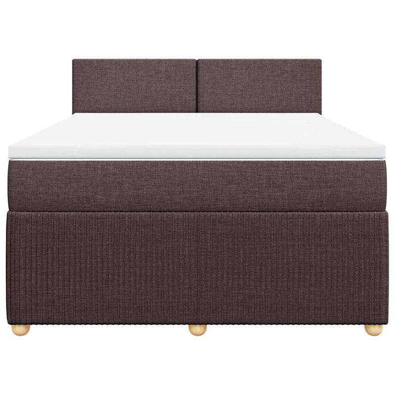 Pat box spring cu saltea, maro închis, 140x200 cm, textil