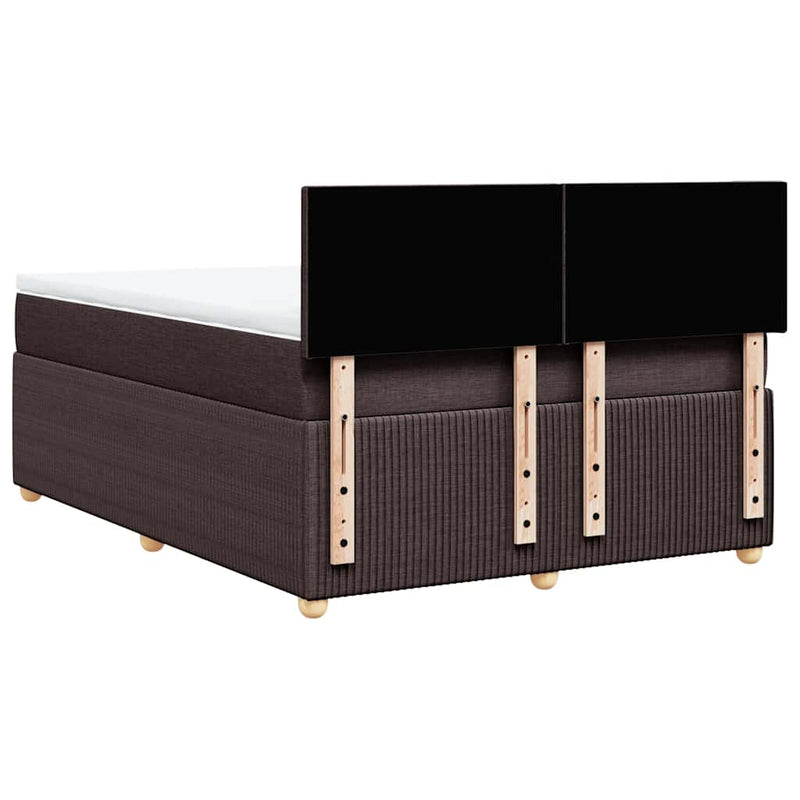Pat box spring cu saltea, maro închis, 140x200 cm, textil