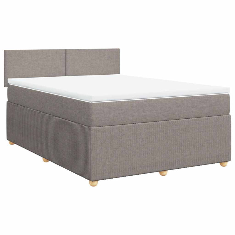 Pat box spring cu saltea, gri taupe, 140x200 cm, textil