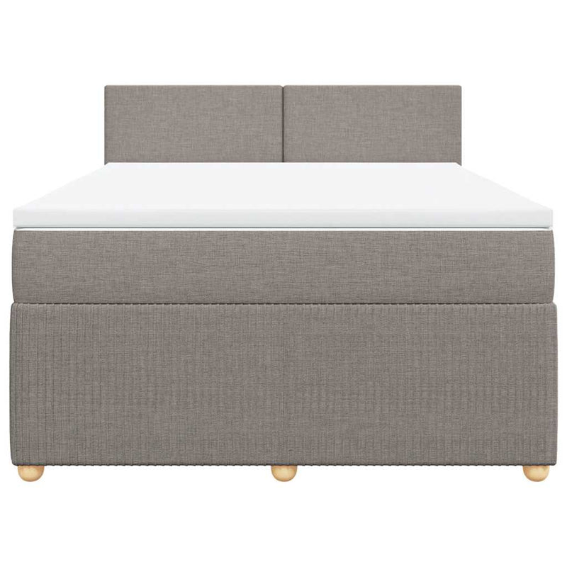 Pat box spring cu saltea, gri taupe, 140x200 cm, textil