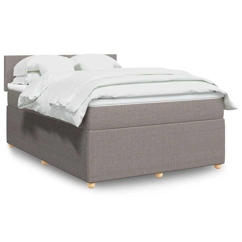 Pat box spring cu saltea, gri taupe, 140x200 cm, textil