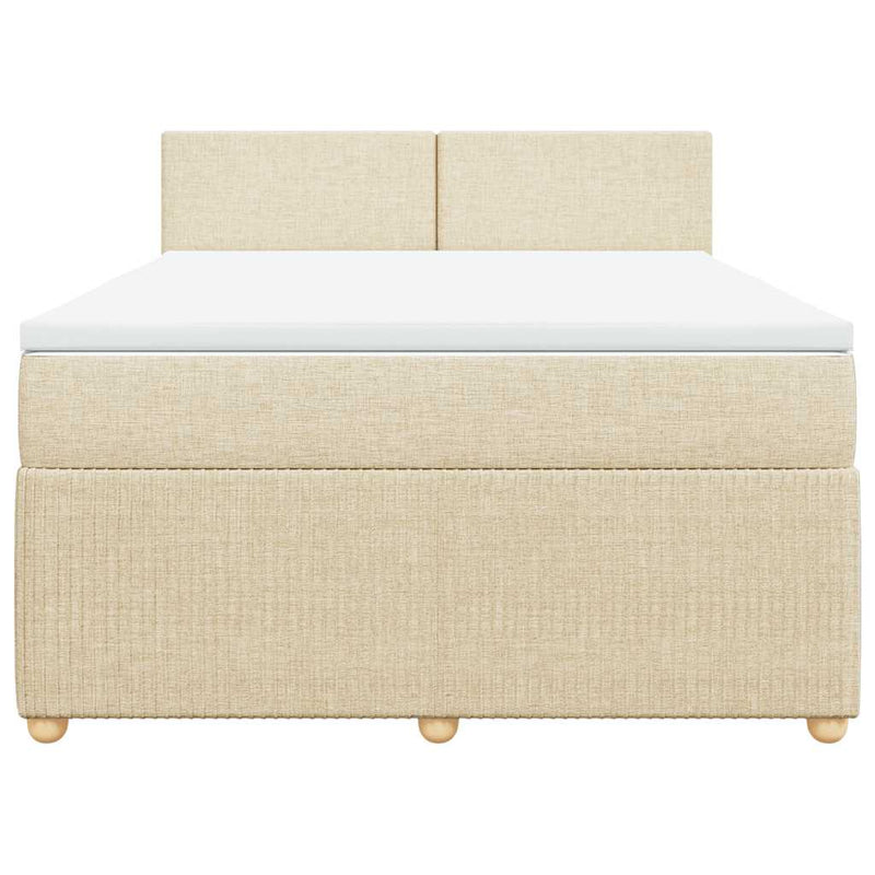 Pat box spring cu saltea, crem, 140x200 cm, textil