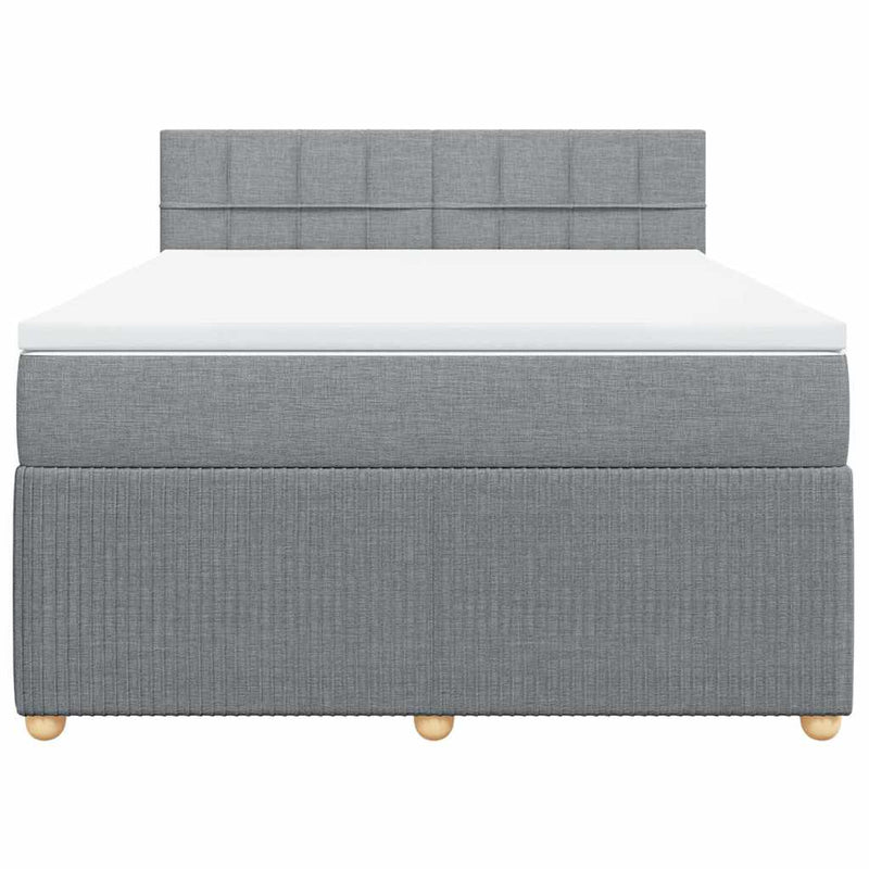 Pat box spring cu saltea, gri deschis, 140x190 cm, textil
