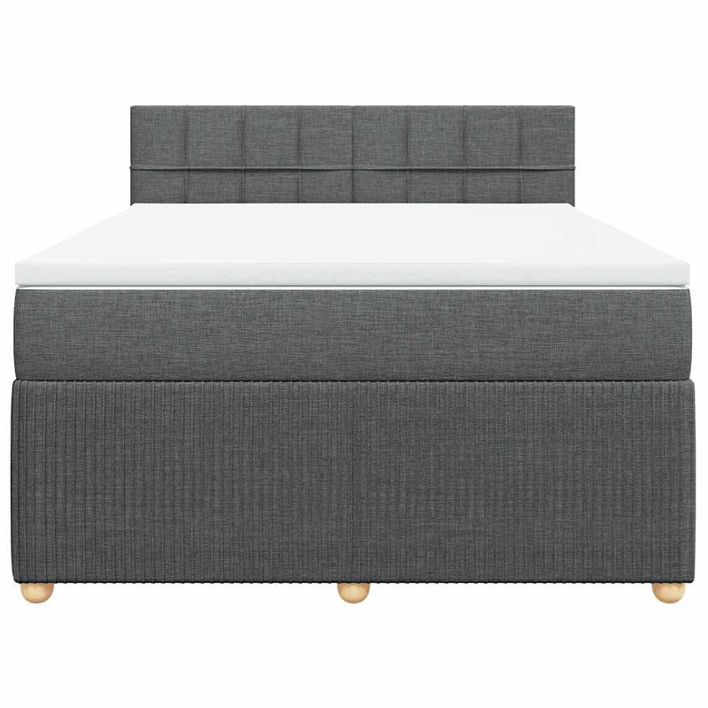 Pat box spring cu saltea, gri închis, 140x190 cm, textil