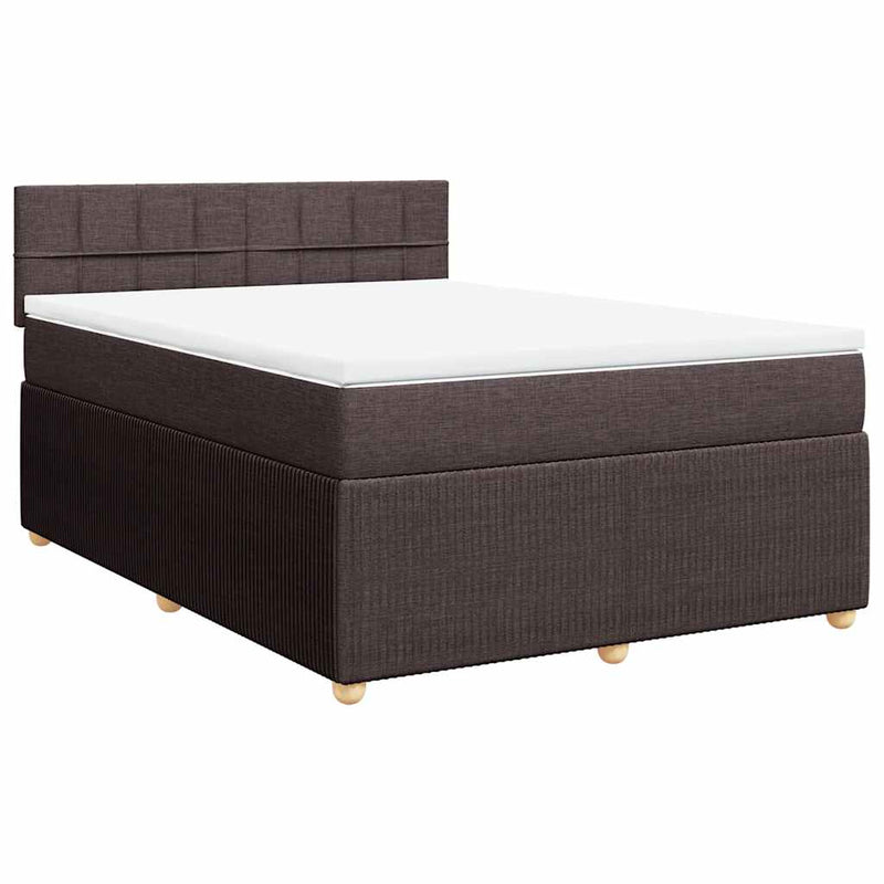 Pat box spring cu saltea, maro închis, 140x200 cm, textil