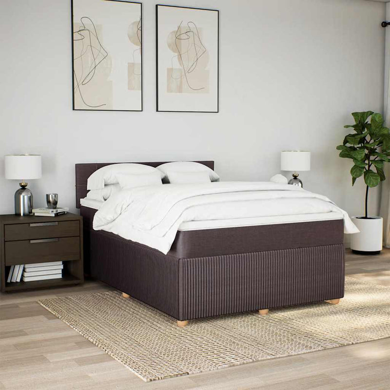 Pat box spring cu saltea, maro închis, 140x200 cm, textil