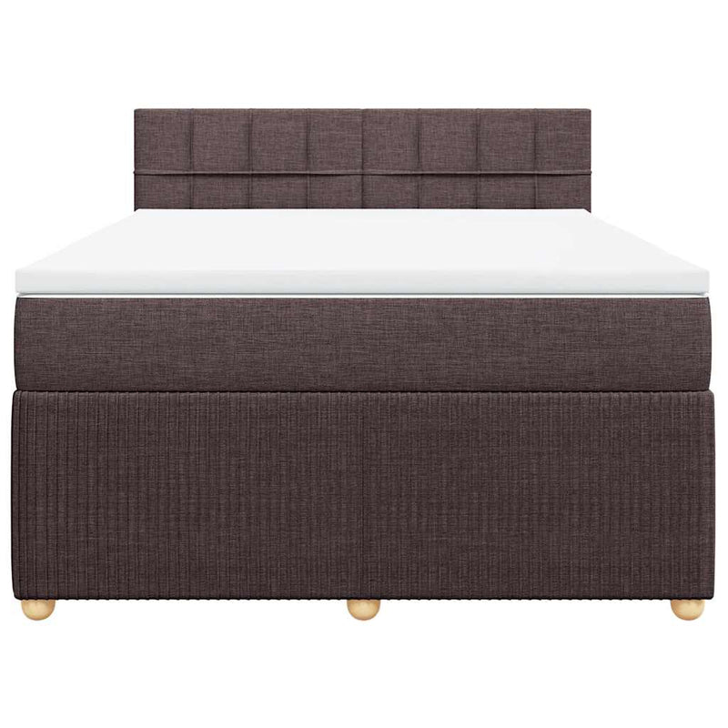 Pat box spring cu saltea, maro închis, 140x200 cm, textil