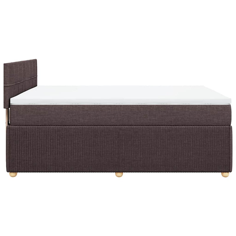 Pat box spring cu saltea, maro închis, 140x200 cm, textil