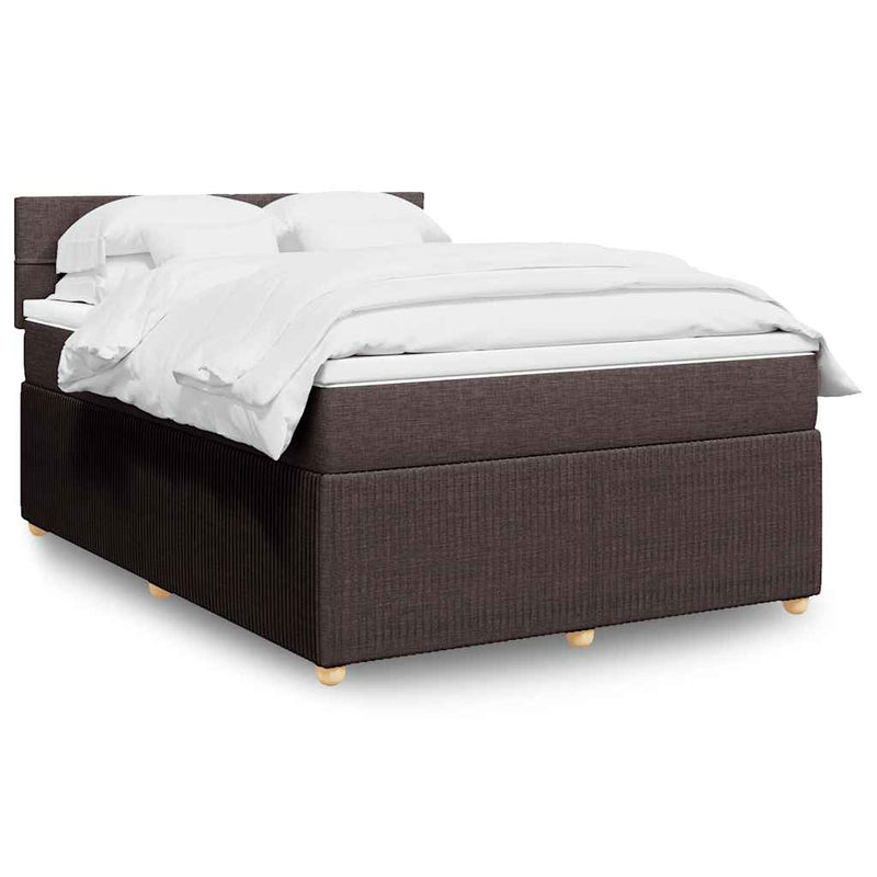 Pat box spring cu saltea, maro închis, 140x200 cm, textil
