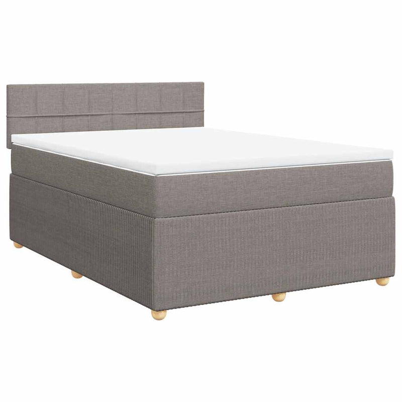 Pat box spring cu saltea, gri taupe, 140x200 cm, textil
