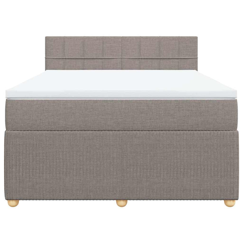Pat box spring cu saltea, gri taupe, 140x200 cm, textil