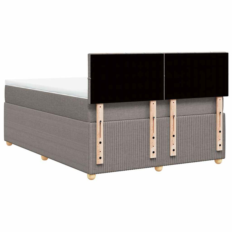 Pat box spring cu saltea, gri taupe, 140x200 cm, textil
