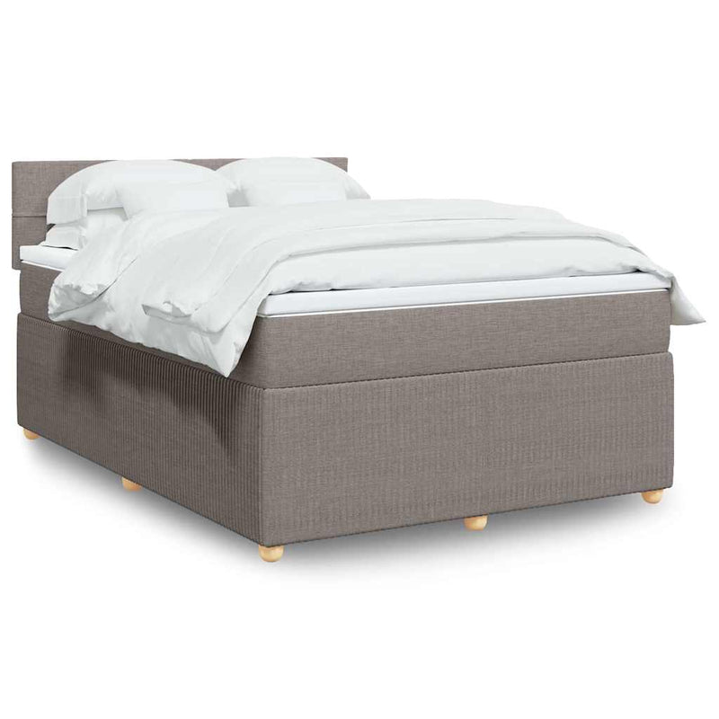 Pat box spring cu saltea, gri taupe, 140x200 cm, textil