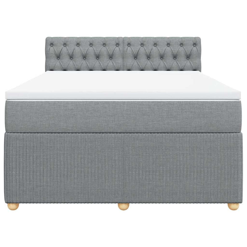 Pat box spring cu saltea, gri deschis, 140x190 cm, textil