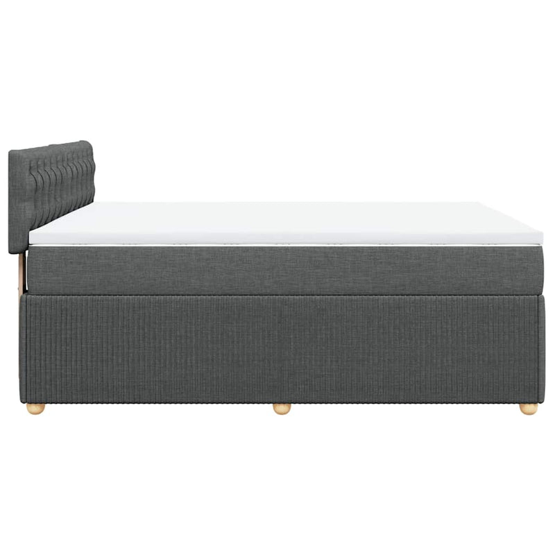 Pat box spring cu saltea, gri închis, 140x190 cm, textil