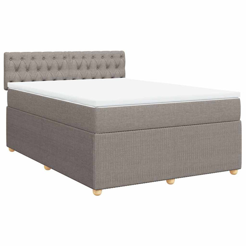 Pat box spring cu saltea, gri taupe, 140x200 cm, textil