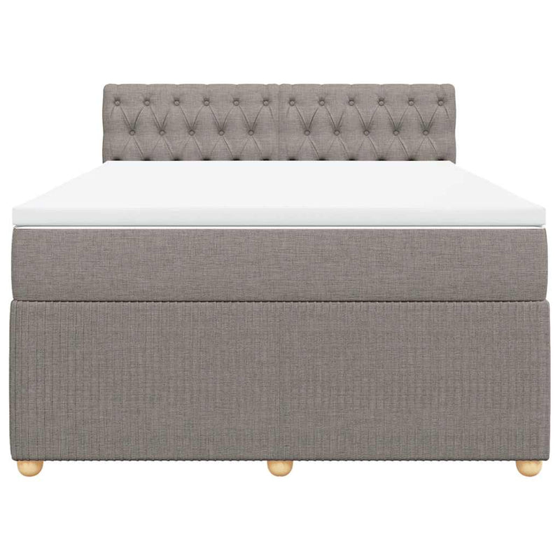 Pat box spring cu saltea, gri taupe, 140x200 cm, textil