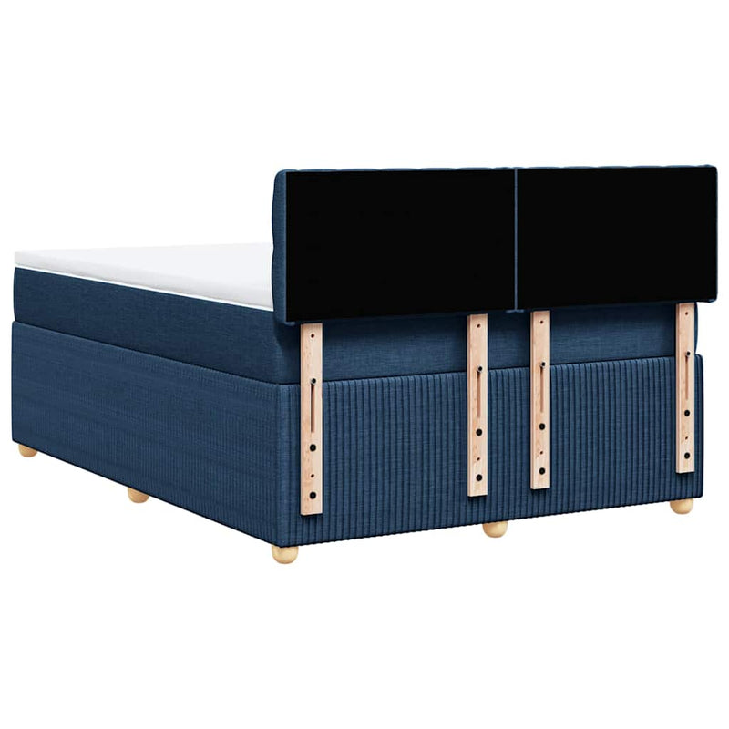 Pat box spring cu saltea, albastru, 140x200 cm, textil
