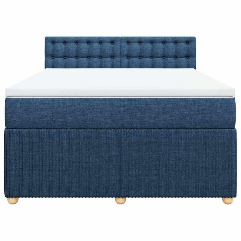 Pat box spring cu saltea, albastru, 140x200 cm, textil