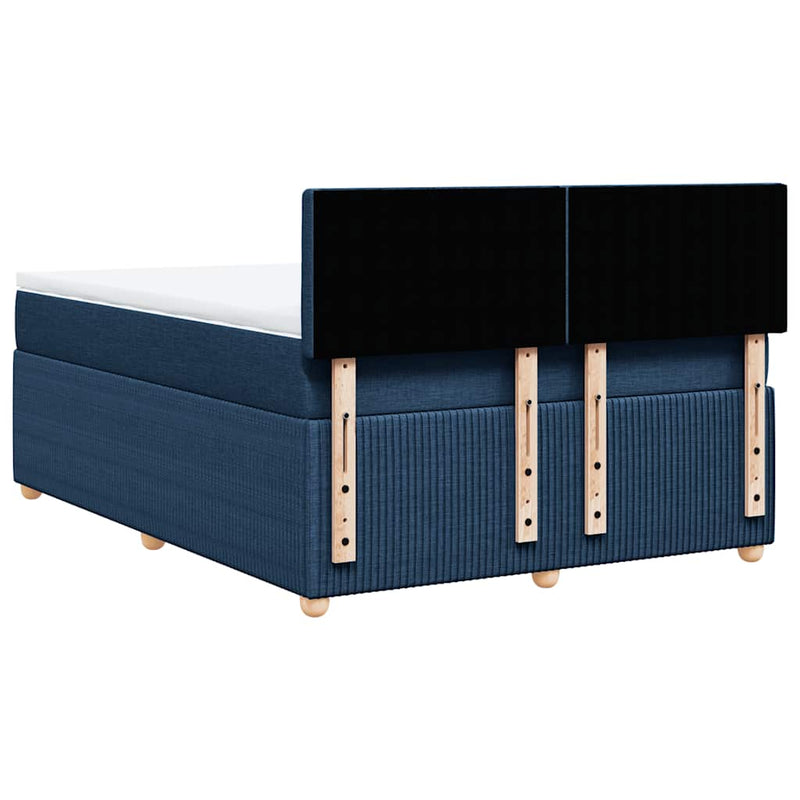 Pat box spring cu saltea, albastru, 140x200 cm, textil