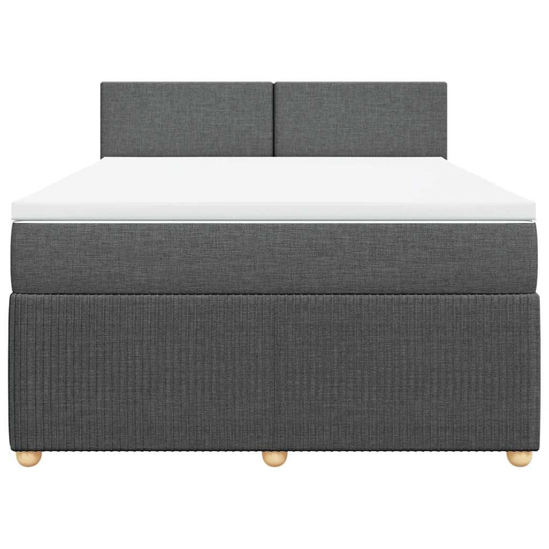 Pat box spring cu saltea, gri închis, 140x200 cm, textil