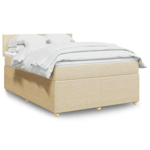Pat continental cu saltea, crem, 140x200 cm, material textil