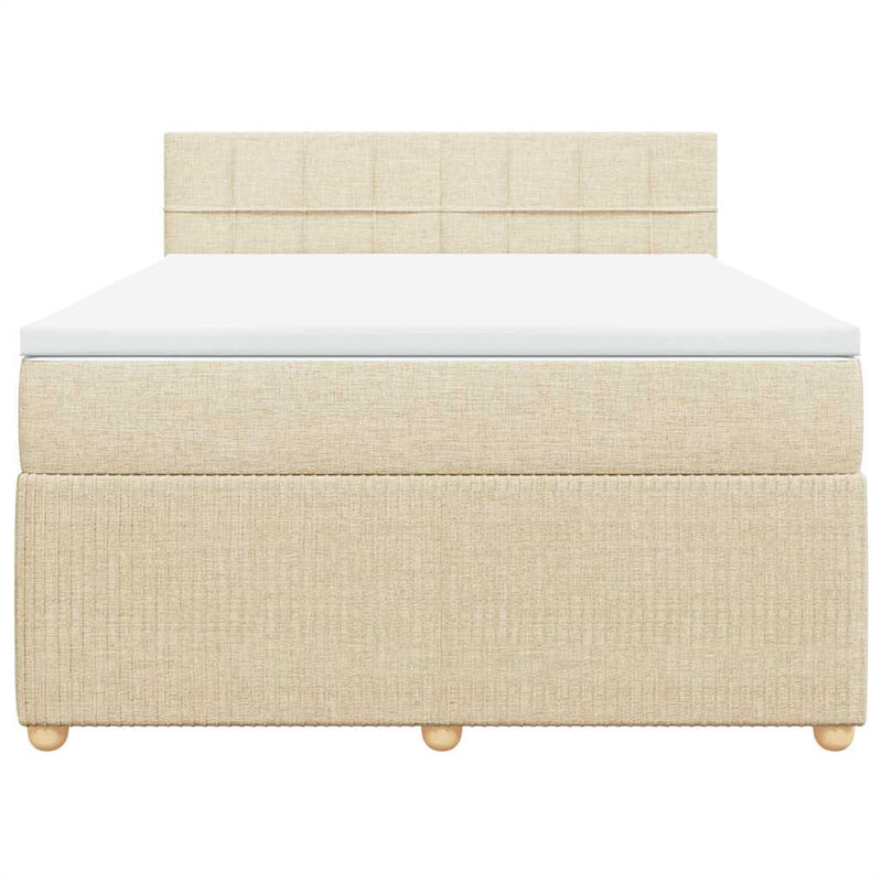 Pat continental cu saltea, crem, 140x200 cm, material textil