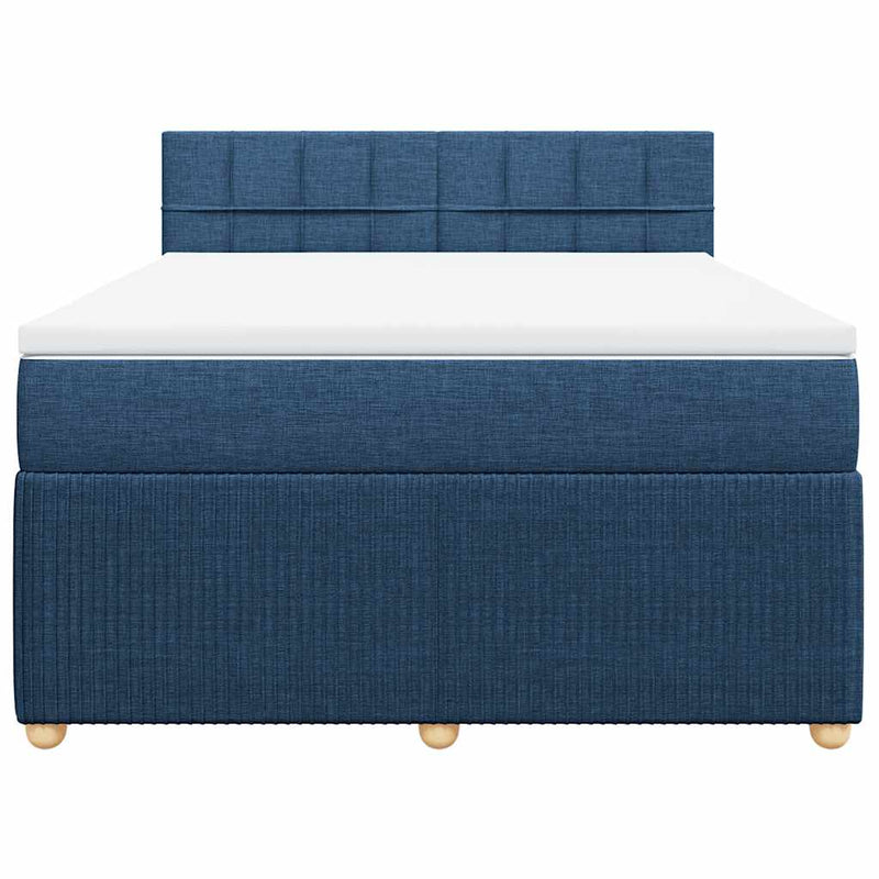 Pat continental cu saltea, albastru, 140x200cm, material textil